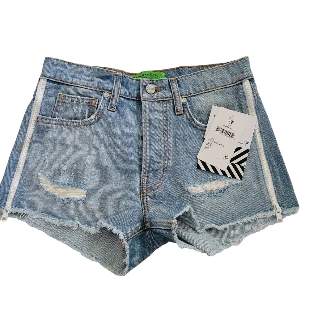 Free People X‎ Sandrine Rose Raw Hem Button Fly Denim Cut Off Shorts